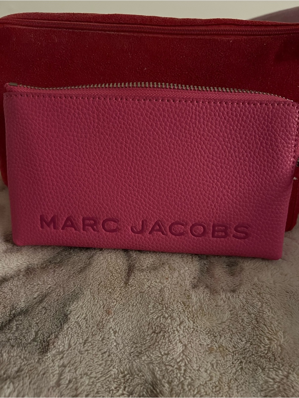 Marc Jacobs Pink Pebbled Leather Zip Pouch